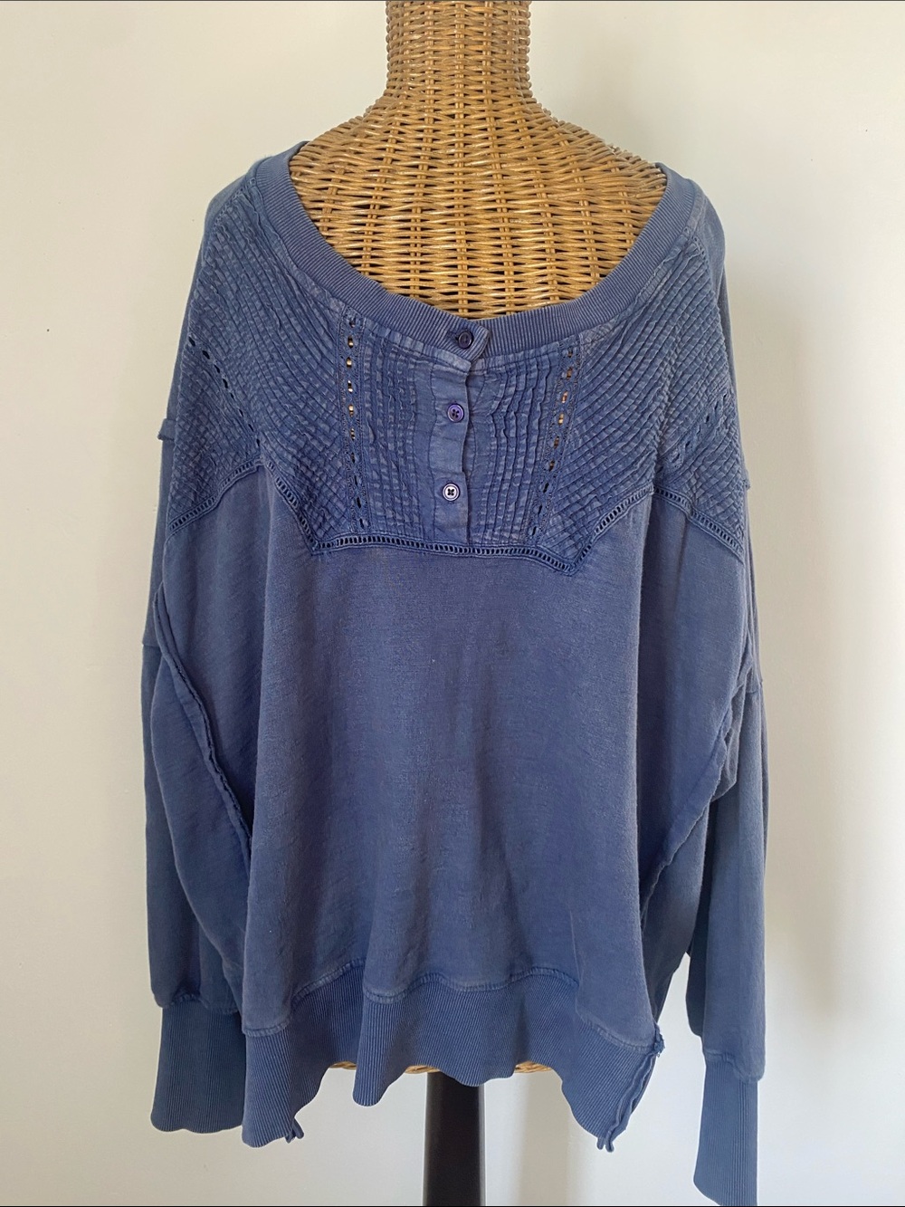 Pilcro Textured Knit Sweatshirt in Blue